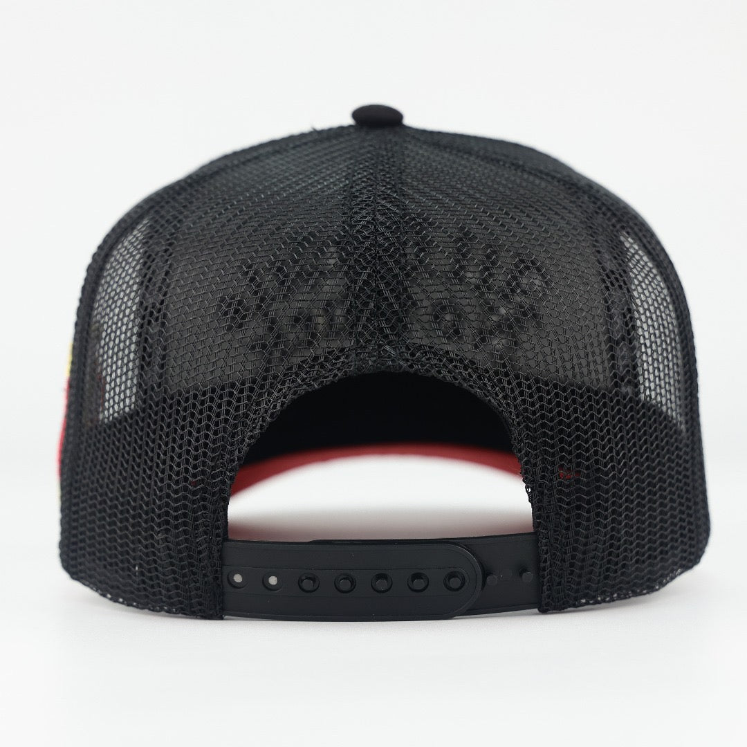 4. ALL HUSTLE NO LUCK BLACK SUELA ROJA TRUCKER (pre-order)