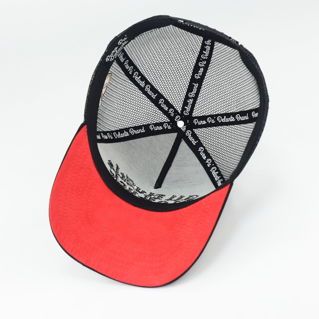 4. ALL HUSTLE NO LUCK BLACK SUELA ROJA TRUCKER (pre-order)