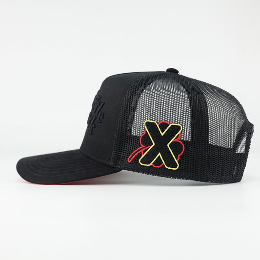 4. ALL HUSTLE NO LUCK BLACK SUELA ROJA TRUCKER (pre-order)
